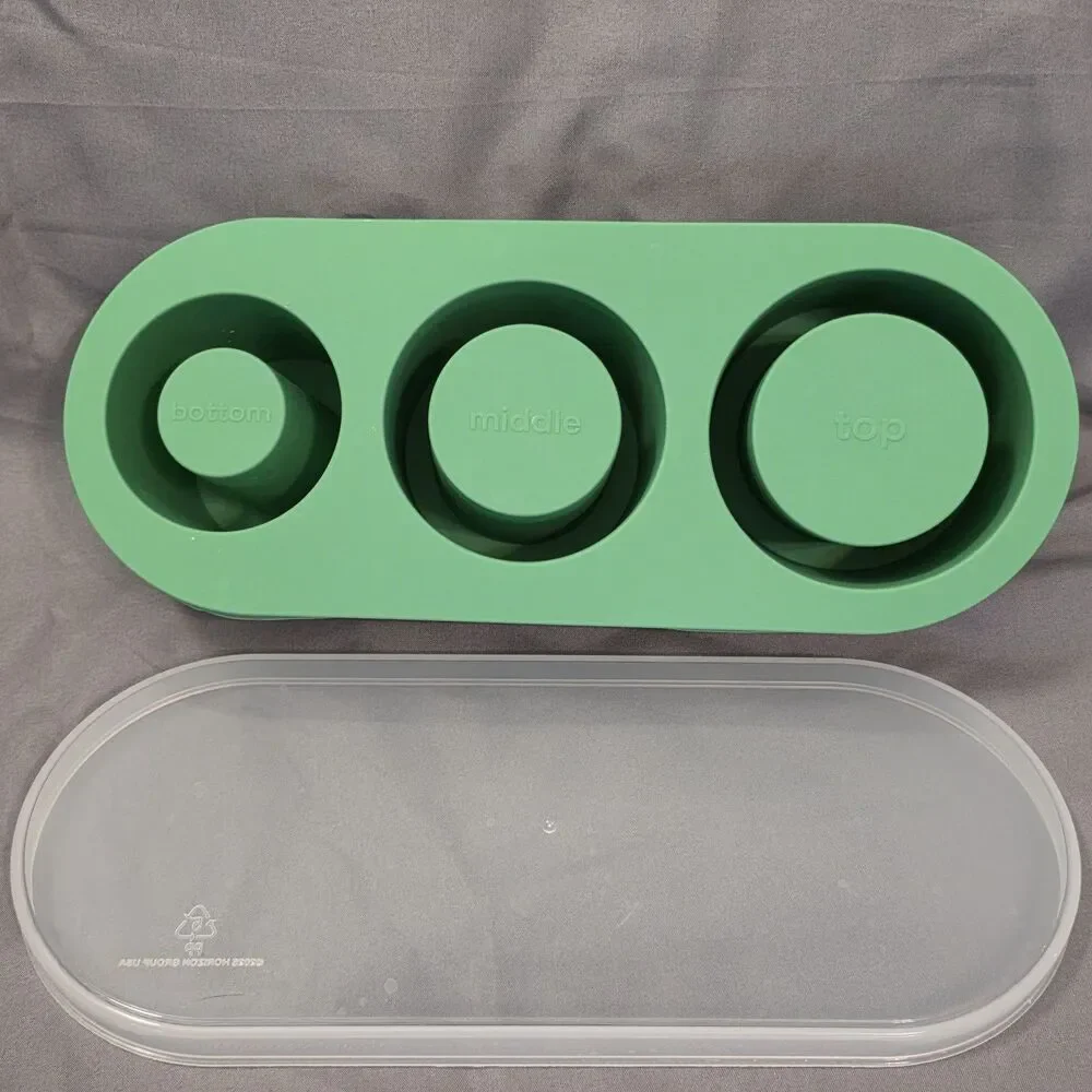 Silicone Cylinder Ice Cube Tray for 40 oz Tumblers, 3 Cavity Ice Mold w/ Lid